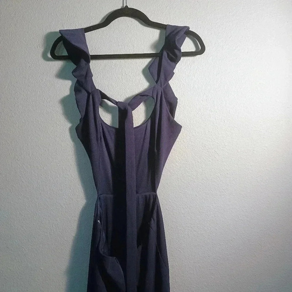 Lulus Sweetest Entrance Navy Blue Ruffled Tie-Back Maxi Dress/Large NWOT - Picture 4 of 16
